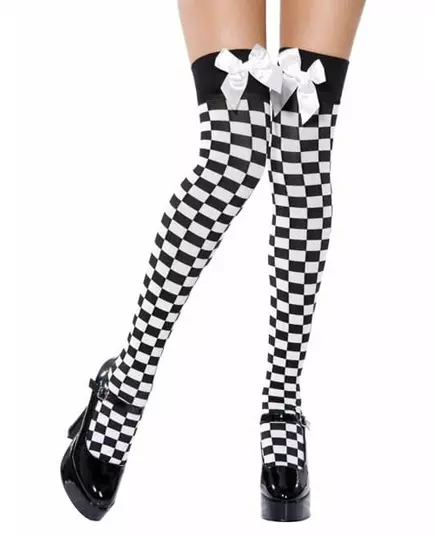 Women's checkered stockings with white bow