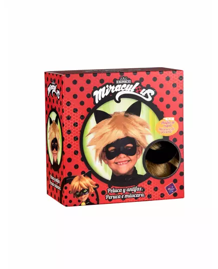 Mirakuløs marihøne og katt Noir barneparykk og maske