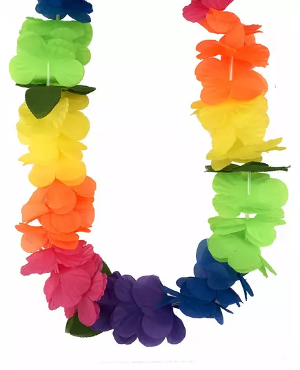 Hawaiian necklace with large multicolored flowers