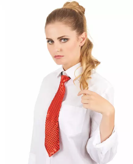Adult red sequin tie