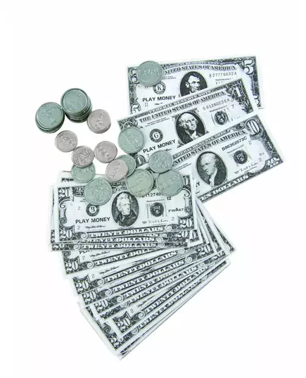 Dollarsedler og mynter sett