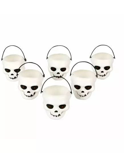 6 mini Halloween-hodeskallebøtter