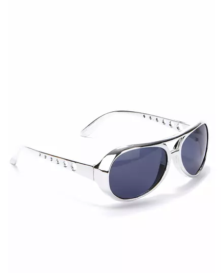 Round silver plastic glasses for adults