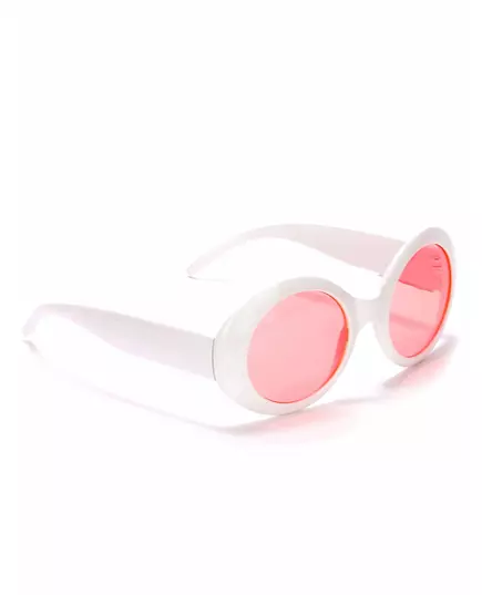 Round white plastic glasses for adults