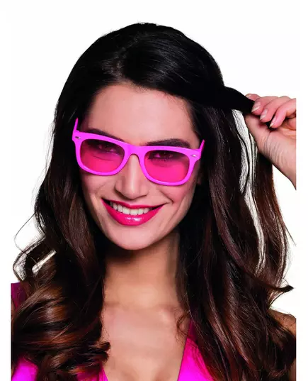 Adult 80s neon pink glasses