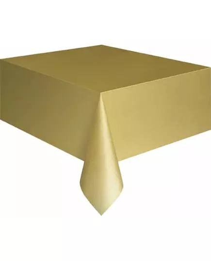 Rektangulær matt gullfarget plastduk 137 x 274 cm