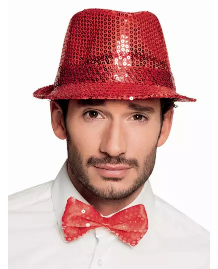 Adult red sequin bow tie