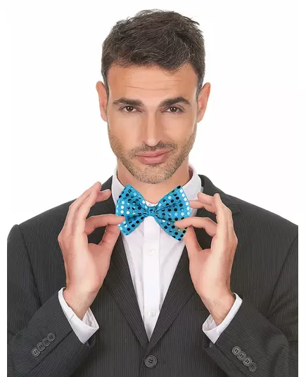 Adult turquoise sequin bow tie