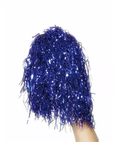 2 Metallic blue pompoms