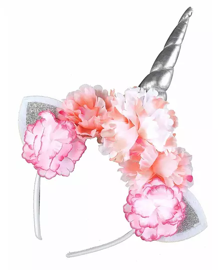 Enhjørningspannebånd med rosa peoner for voksne