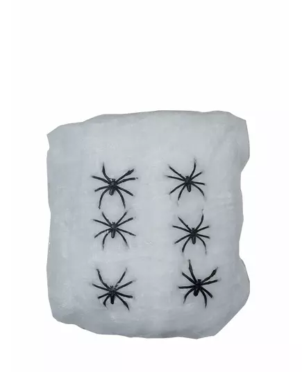 Hvitt spindelvev med edderkopper 100g Halloween