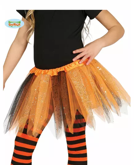 Girls' two-tone black and orange sequined tutu