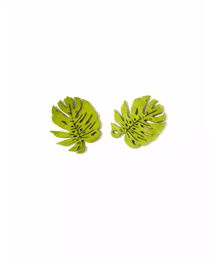 10 Wooden confetti tropical leaves 4 cm