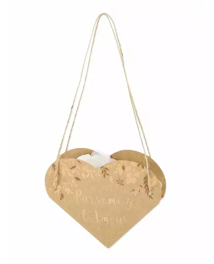 10 hjerteposer med strø kjærlighet i kraftpapir og bronse 12 x 13 cm