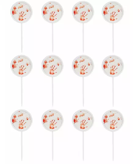 12 Bloody Hands Picks 7.5cm Halloween