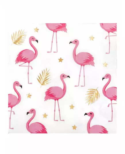 20 tropiske flamingo papirservietter 33 x 33 cm
