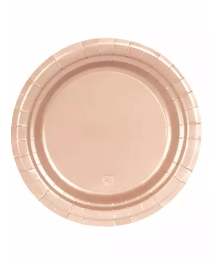 16 Rose Gold Paper Plates 23 cm