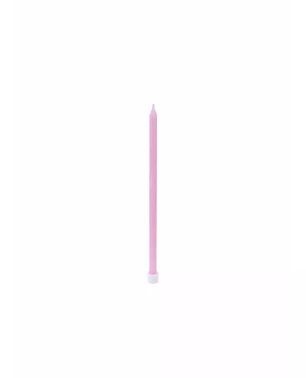 16 pale pink thin candles with 12 cm bobeches