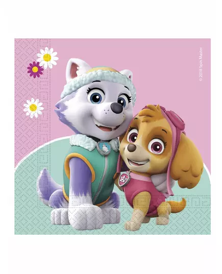 20 Paw Patrol Skye og Everest papirservietter 33 x 33 cm