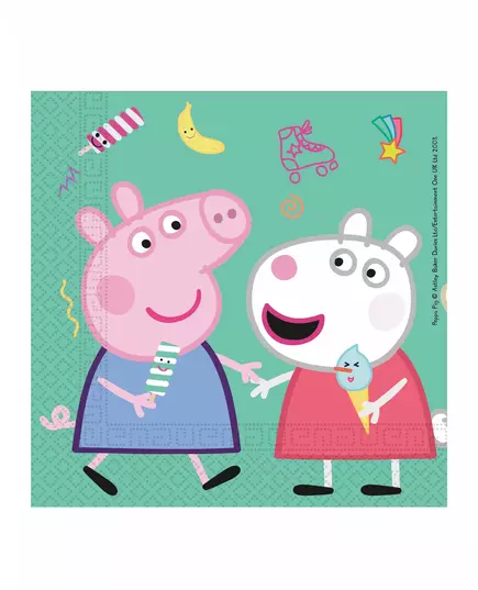 20 Peppa Gris papirservietter 33 x 33 cm