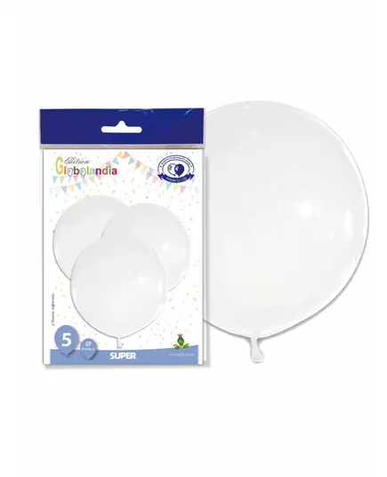 5 gigantiske hvite lateksballonger 47 cm