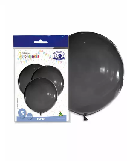 5 gigantiske svarte lateksballonger 47 cm