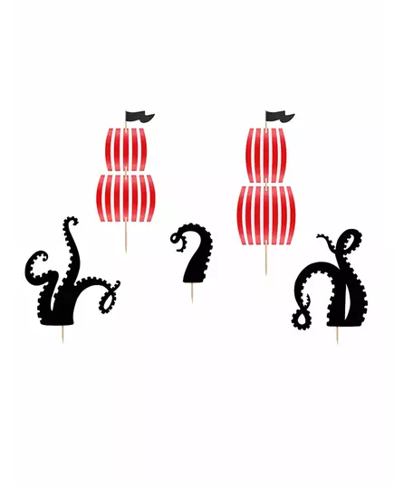 5 Pirate Party Cake Toppers 13.5 - 21.5 cm