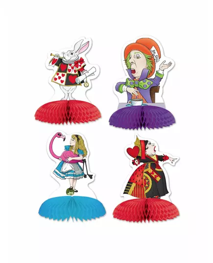4 mini Alice i Neverland-borddekorasjoner 13 x 9 cm