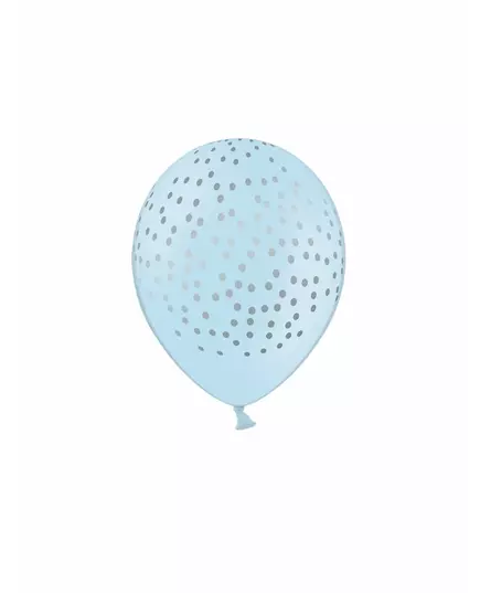 6 himmelblå lateksballonger med sølvprikker 30 cm