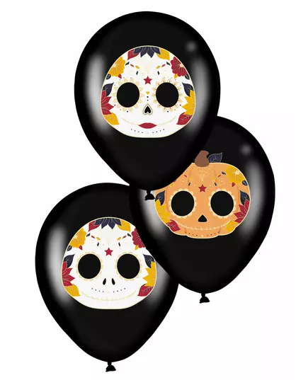 6 dia de los muertos svarte lateksballonger 28 cm