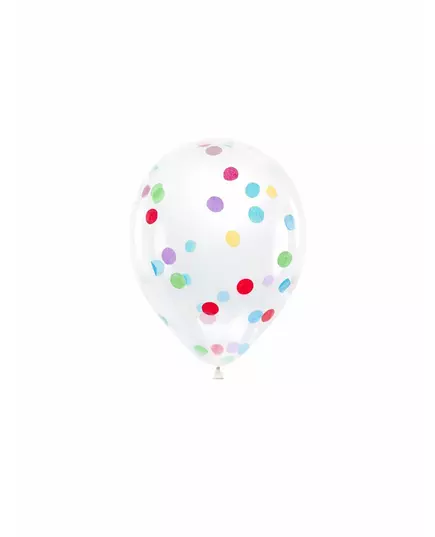 6 gjennomsiktige lateksballonger med flerfarget konfetti 30 cm