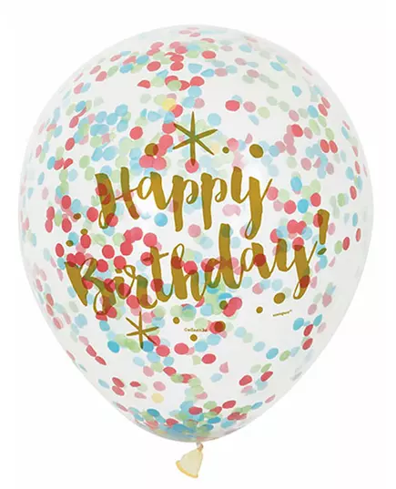 Happy Birthday Latex Balloons Multicolor Confetti 30cm