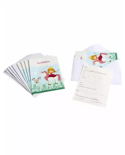 6 invitasjonskort med prinsessekonvolutter 10 x 15 cm