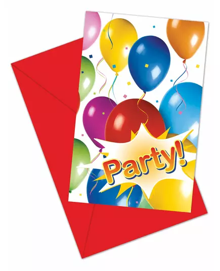 6 Flying Balloon Invitation Cards