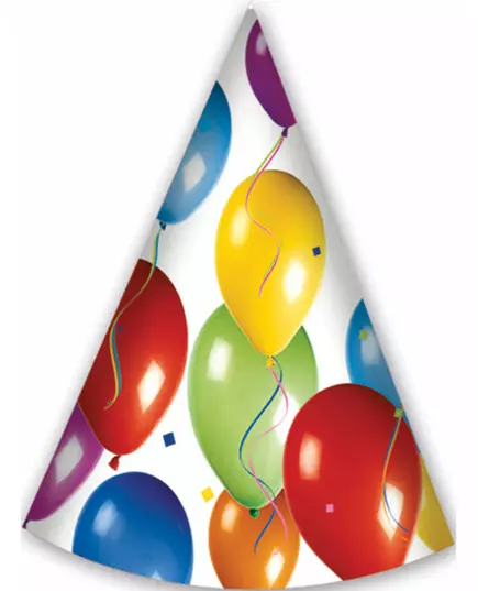 6 festhatter med flygende ballonger