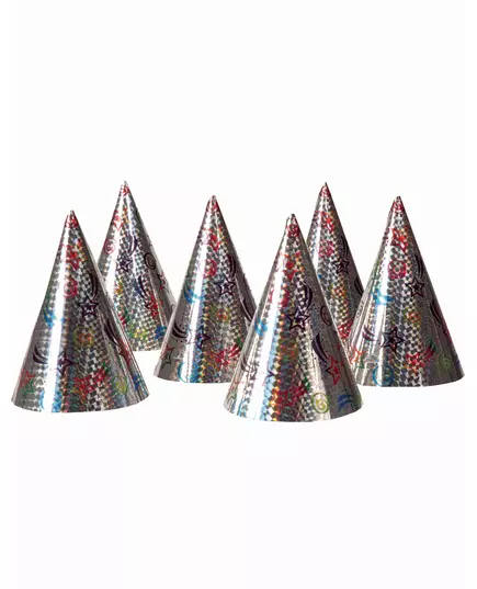 6 Holographic Star Party Hats