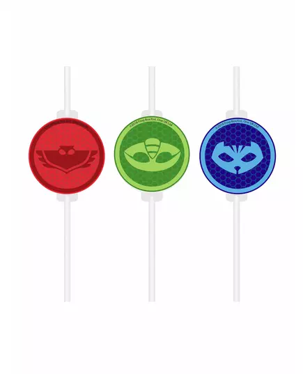 4 PJ Masks-sugerør av papp medaljonger
