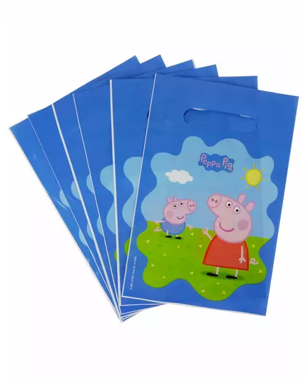 6 Peppa Gris plastgaveposer 22,5 x 15 cm
