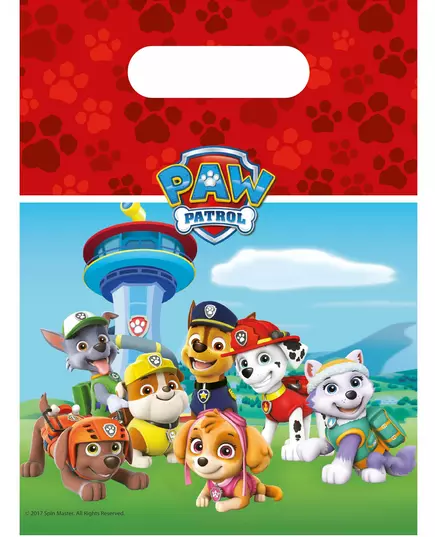 6 røde Paw Patrol gaveposer