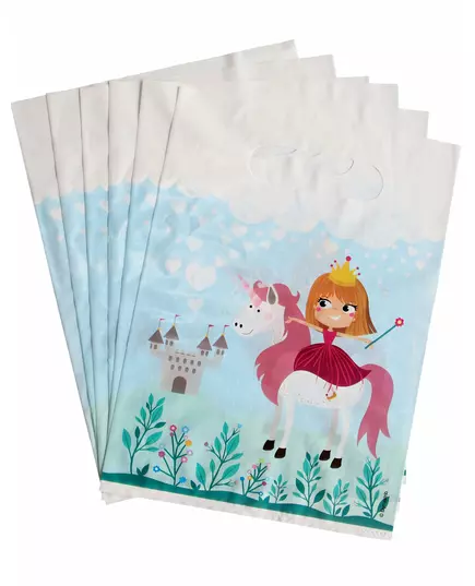 6 Princess Plastic Gift Bags 15 x 23 cm