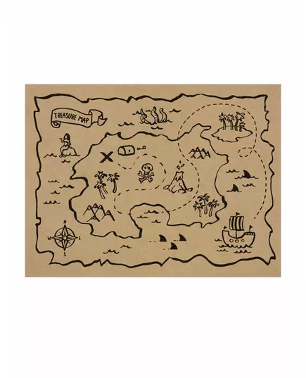6 Kraft paper placemats with treasure map 40 x 30 cm