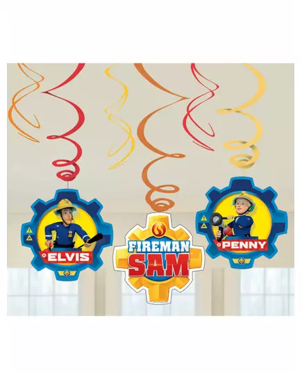 6 Fireman Sam Spiral Pendants