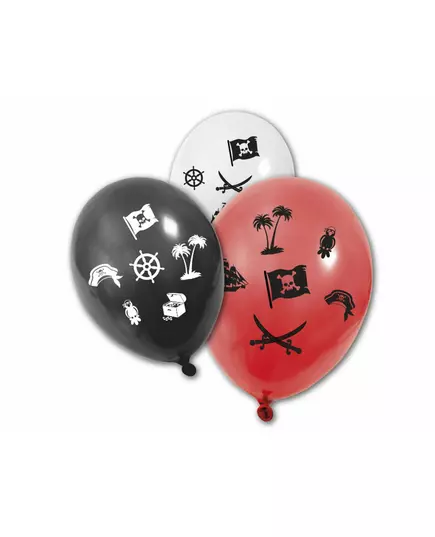 8 fargerike piratballonger i latex, 30 cm