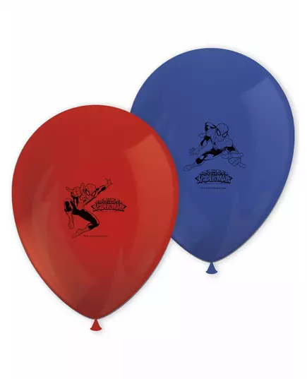8 blå og røde Spiderman lateksballonger