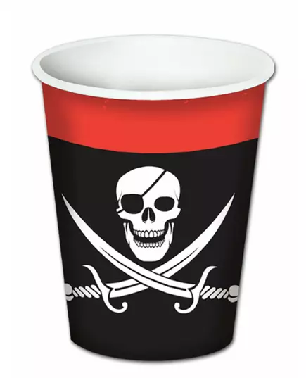 8 Pirate Paper Cups 260 ml