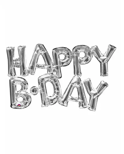 Aluminum foil balloon Happy Birthday letters silver 76 cm