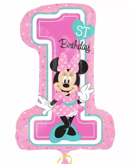 Minnie Mus folieballong med nummer 1 48 x 71 cm