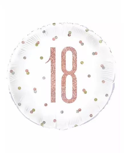 18 hvite og rosa glitterfolieballonger 45 cm