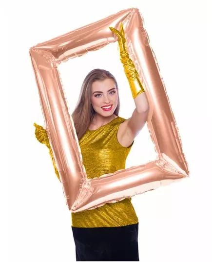 Aluminiumsballong Rektangulær ramme roségull 85 x 60 cm