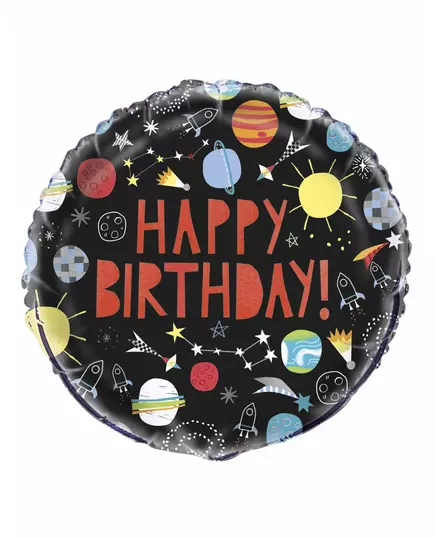 Black universe happy birthday foil balloon 45 cm
